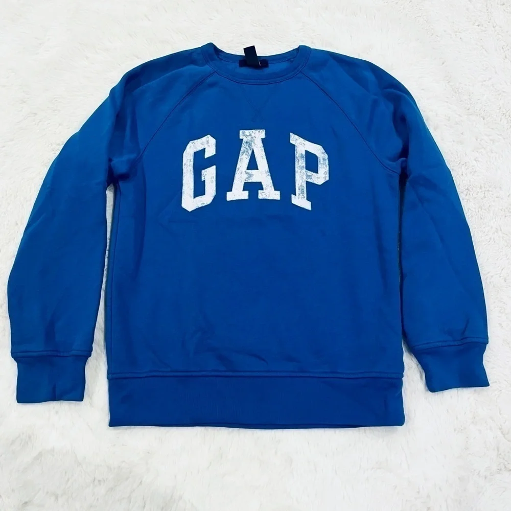 Gap Kids Blue Crewneck Long Sleeve Graphic Logo Pullover Sweatshirt Size Large